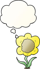 cartoon flower with thought bubble in smooth gradient style