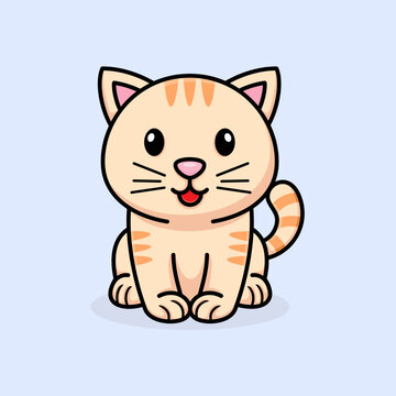 Cute cartoon cat, with style, vector illustration.