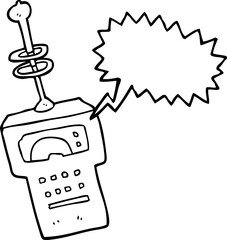 freehand drawn speech bubble cartoon futuristic scanner