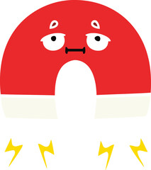 flat color retro cartoon of a magnet