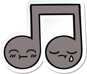 sticker of a cute cartoon musical note