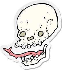 sticker of a cartoon spooky skull