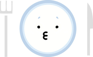 flat color retro cartoon of a dinner plate