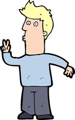 cartoon man signaling with hand