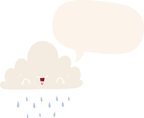 cartoon storm cloud with speech bubble in retro style