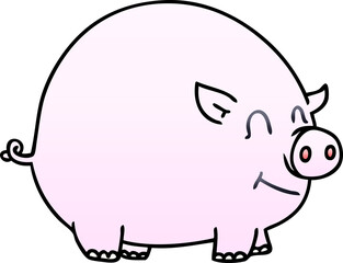 gradient shaded quirky cartoon pig