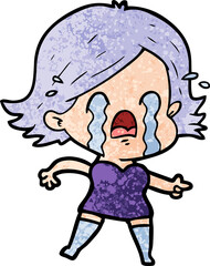 cartoon woman crying