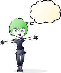 cartoon vampire girl with thought bubble