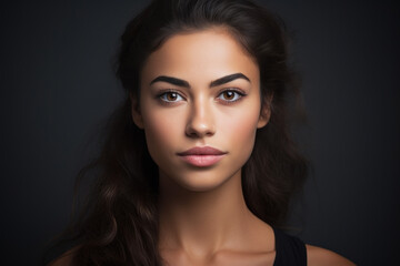 Portrait of a young brunette girl with perfect skin