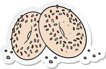 sticker of a cartoon bagels