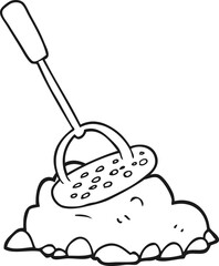 freehand drawn black and white cartoon potato masher