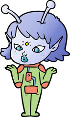 pretty cartoon alien girl