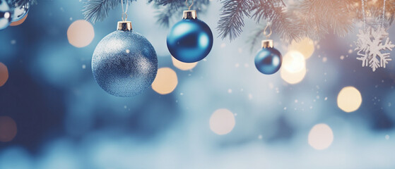 Obraz na płótnie Canvas blue christmas background with bokeh lights