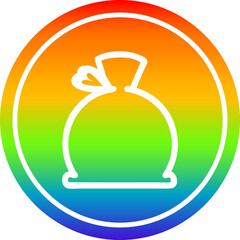 bulging sack circular icon with rainbow gradient finish