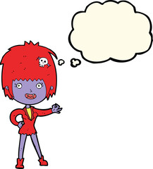 cartoon vampire girl with thought bubble