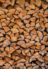 Firewood for heating in the winter. Selective focus.