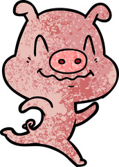 nervous cartoon pig