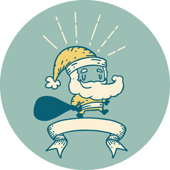 icon of a tattoo style santa claus christmas character with sack