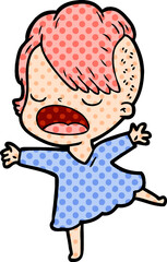 cartoon cool hipster girl talking