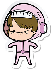 sticker of a angry cartoon space girl