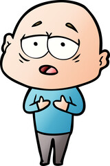 Obraz premium cartoon tired bald man