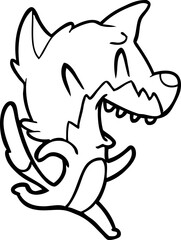 laughing fox running away