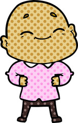 cartoon happy bald man