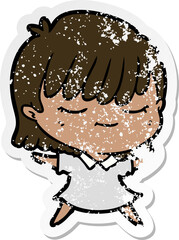 distressed sticker of a cartoon woman