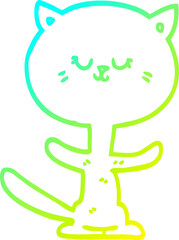 cold gradient line drawing of a cartoon dancing cat