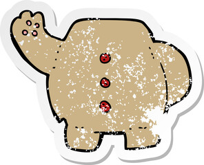 retro distressed sticker of a cartoon teddy bear body