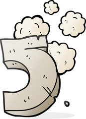 freehand drawn cartoon stone number five