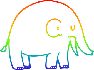 rainbow gradient line drawing of a cartoon elephant