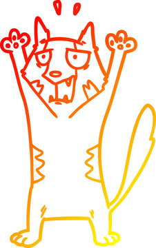 recommend clip art: warm gradient line drawing of a cartoon panicking cat