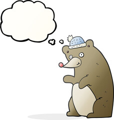 freehand drawn thought bubble cartoon bear