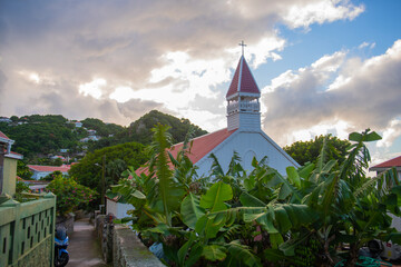 Holy Trinity Anglican Episcopal Church in Windwardside historic town center in Saba, Caribbean Netherlands. 