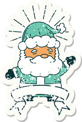 worn old sticker of a tattoo style santa claus christmas character