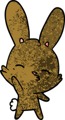 curious waving bunny cartoon