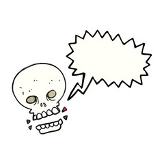 freehand speech bubble textured cartoon scary skull