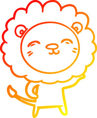 warm gradient line drawing of a cartoon lion