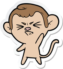 Fototapeta premium sticker of a cartoon annoyed monkey
