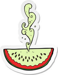 sticker of a cartoon squirting watermelon