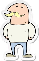 sticker of a cartoon bald man with mustache