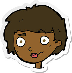 sticker of a cartoon confused woman