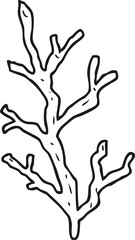 freehand drawn black and white cartoon seaweed