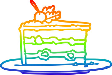 rainbow gradient line drawing of a tasty dessert;cake