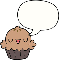 cute cartoon pie with speech bubble