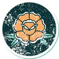 iconic distressed sticker tattoo style image of a flower