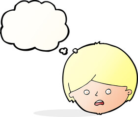 cartoon unhappy boy  with thought bubble
