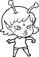 pretty cartoon alien girl