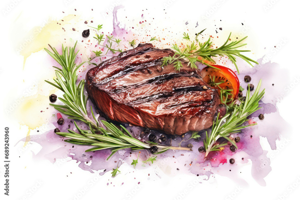 Wall mural fillet beef barbecue meat rosemary sirloin steak dinner background food meal grill